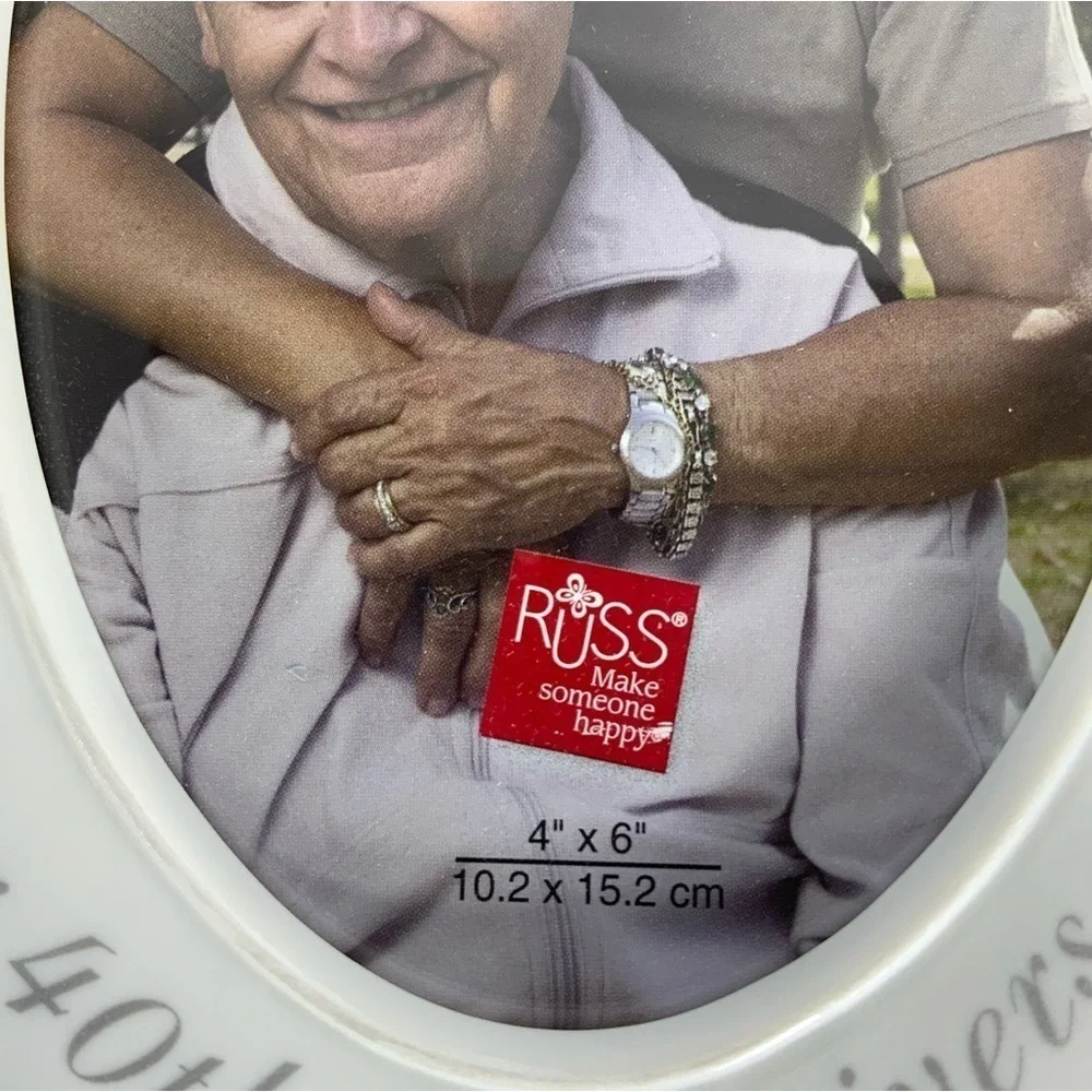 Photo Frame 40Th Anniversary Porcelain Holds 2 Photos Now and Then Keepsake Gift